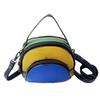 Borsa da Donna in Pelle Bovina a Colori Abbinati Portatile a Tracolla Obliqua Borsa da Donna Retro Lucida Versatile a Colori