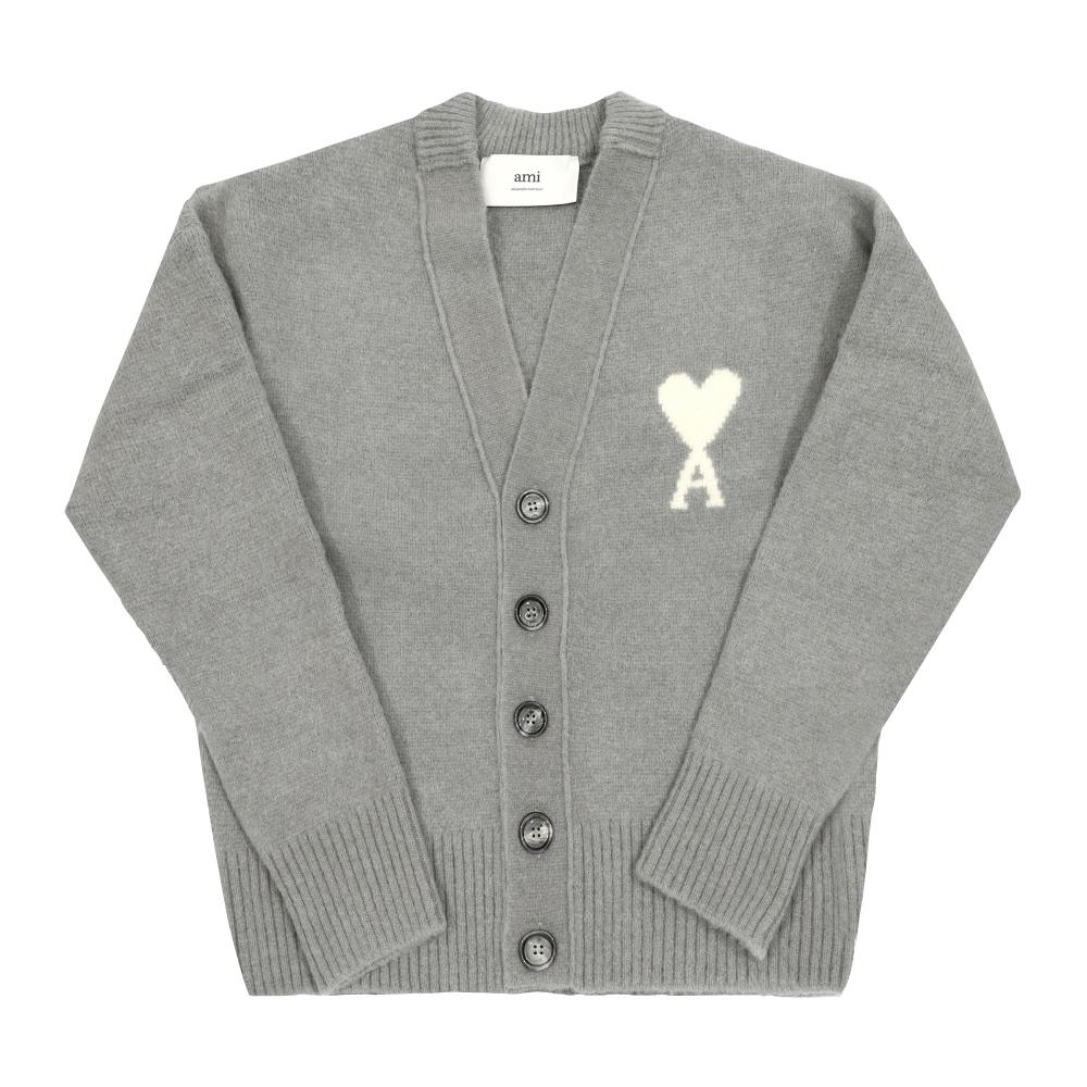 

Ami Big Heart Logo Intarsia V Neck Cardigan Kn0135 058 UKC365 KN0135 058 (XL)