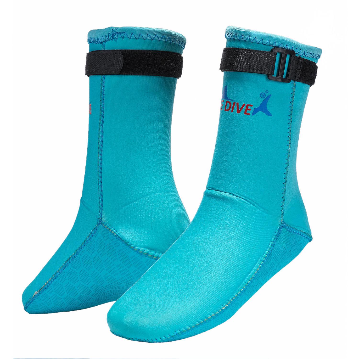 

3 мм Нескользящие Теплые Носки для Дайвинга и Серфинга для Пляжа, Плавания, Фридайвинга и Снорклинга L (42-45) озеро синий