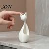 Desktop Succulents Holder Cute Cat-Shaped Sculpture, Hollow Out Ceramic Kitty Flower Pot with Smiling Face, Adorable Modern Planter Decor &
