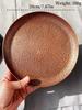 Round Shape Red Copper Cheese Tray,Retro Engraving Hammer Texture Home Portable Food Plate,Snack Fruit Disc Table Decorationk