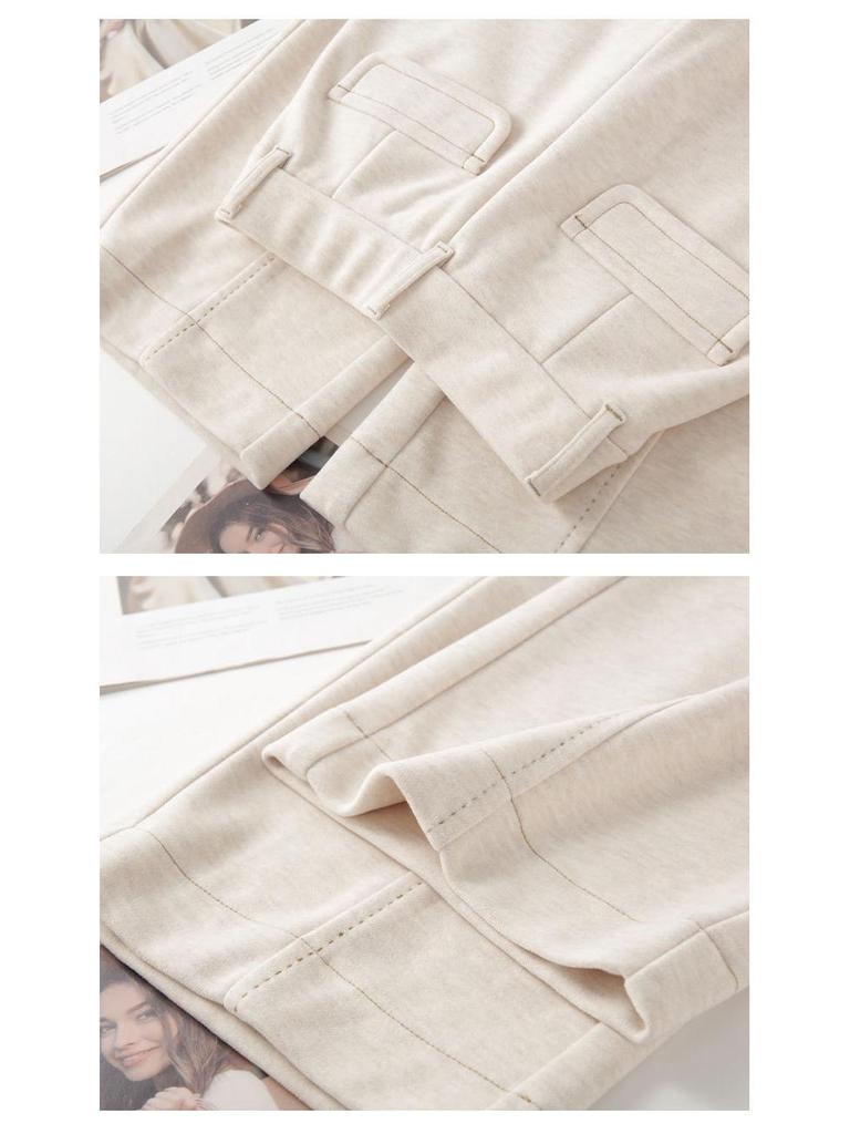 Women's Slim Fit Acetate Wool Cigarette Pants - Autumn/Winter Straight-Leg Casual Trousers