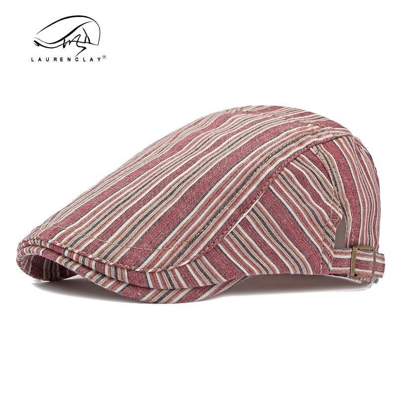 Unisex Retro Striped Beret Hat – Artistic Vintage Flat Cap