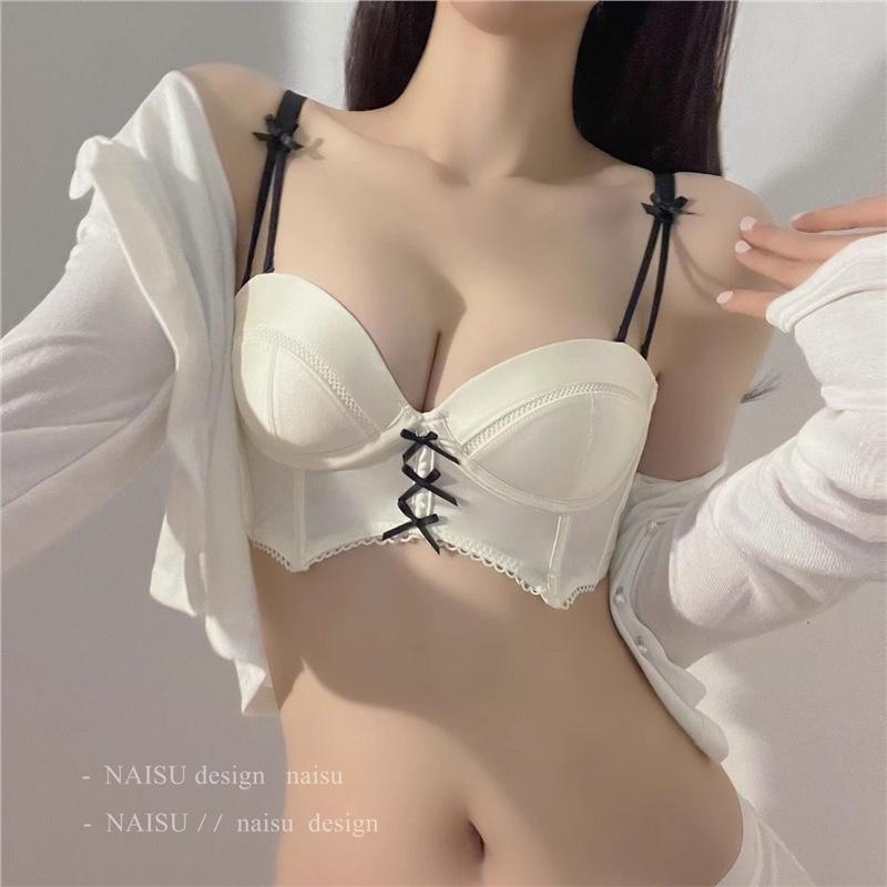 Pure Desire Girl Red Underwear Small Chest Push Up To Show Big Sexy Side Breasts Bra Set