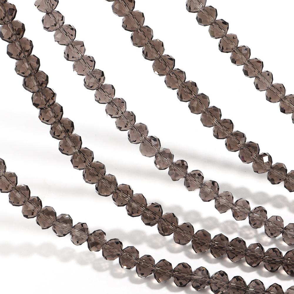 1 Strand 4/6/8mm Faceted Crystal Beads Dark Grey Rondelle Loose Spacer Glass Beads For Jewelry Making DIY Bracelets Necklace
