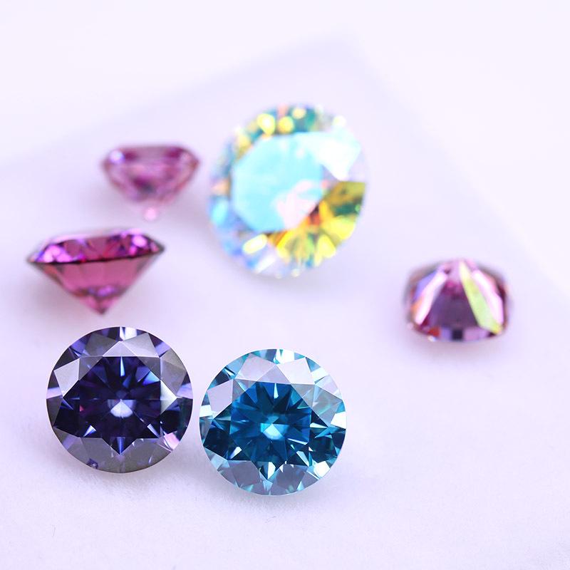 Round Multicolor Moissanite Stones: Red, Yellow, Blue, Green & Paraiba Colors