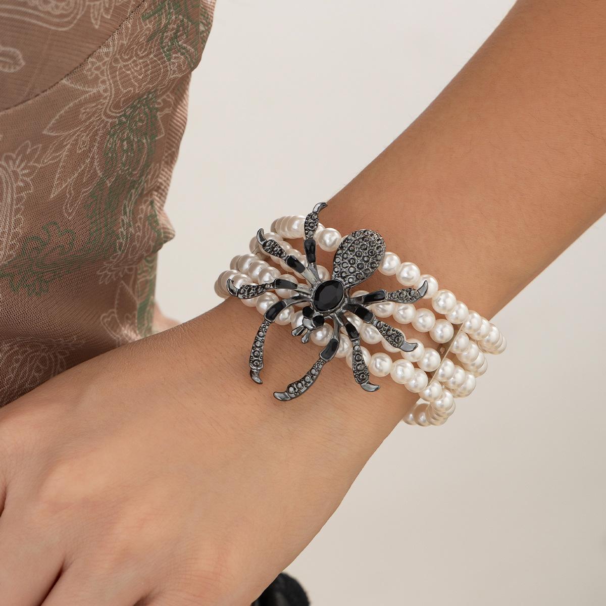 

Темный ветер паук имитация жемчуга многослойный чокер цепочка на ключицу, готическое микробисерное ожерелье для женщин