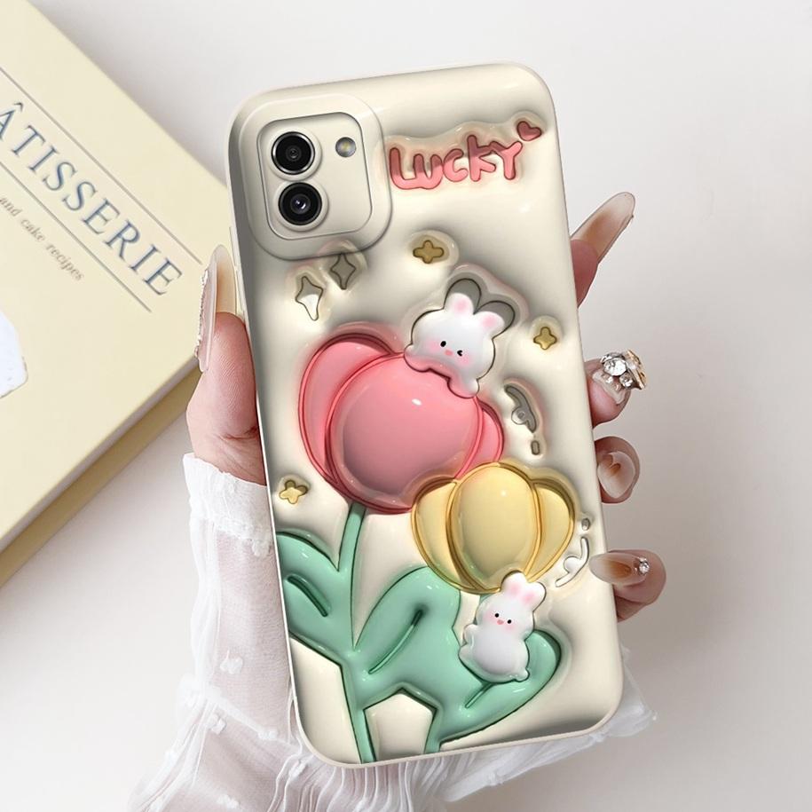 For Samsung Galaxy A03 Case SM-A035F Silicone Cover Popular Flower Lens Protective Bumper For Samsung A03 4G A 03 GalaxyA03 Capa