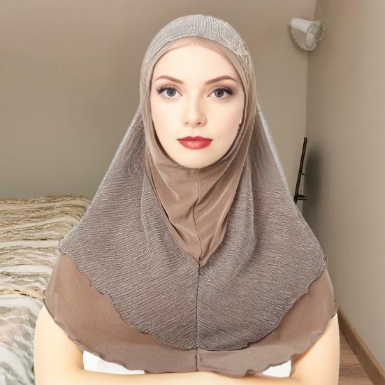 Women Headscarf Hat Lightweight Breathable Soft Crystalline Golden Wire Design Head Wrap Color-blocked Turban Hat