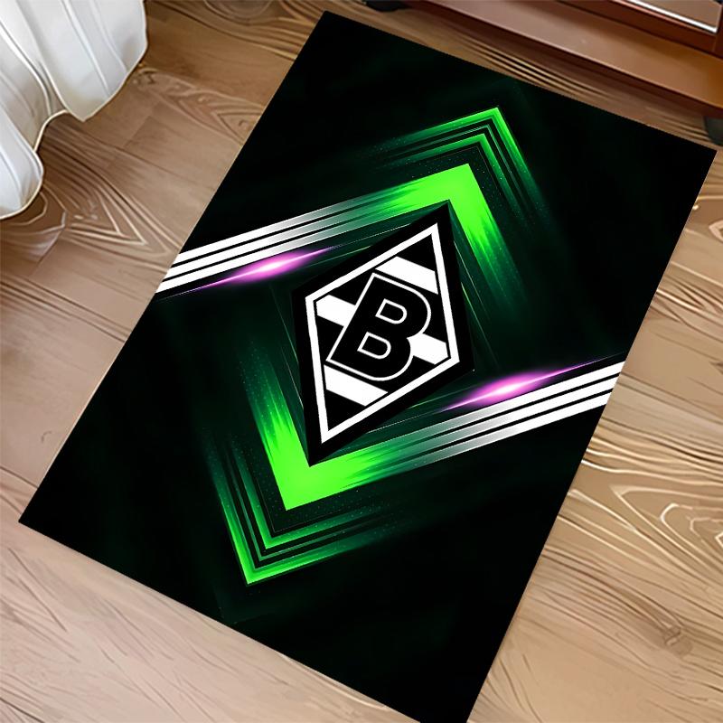 1pc Borussia Monchengladbach Logo Print Area Rug - Soft,Washable Non-Slip Indoor Mat for Office Chairs,Living Room,Home Office Decorative Rug