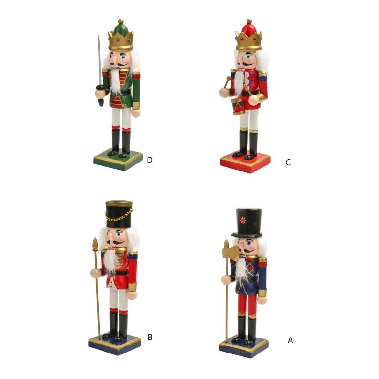 Collectible 25cm Wood Nutcrackers Figurine Handmade Tabletop Decoration Stylish Desktop Statue Ornament for Party Use