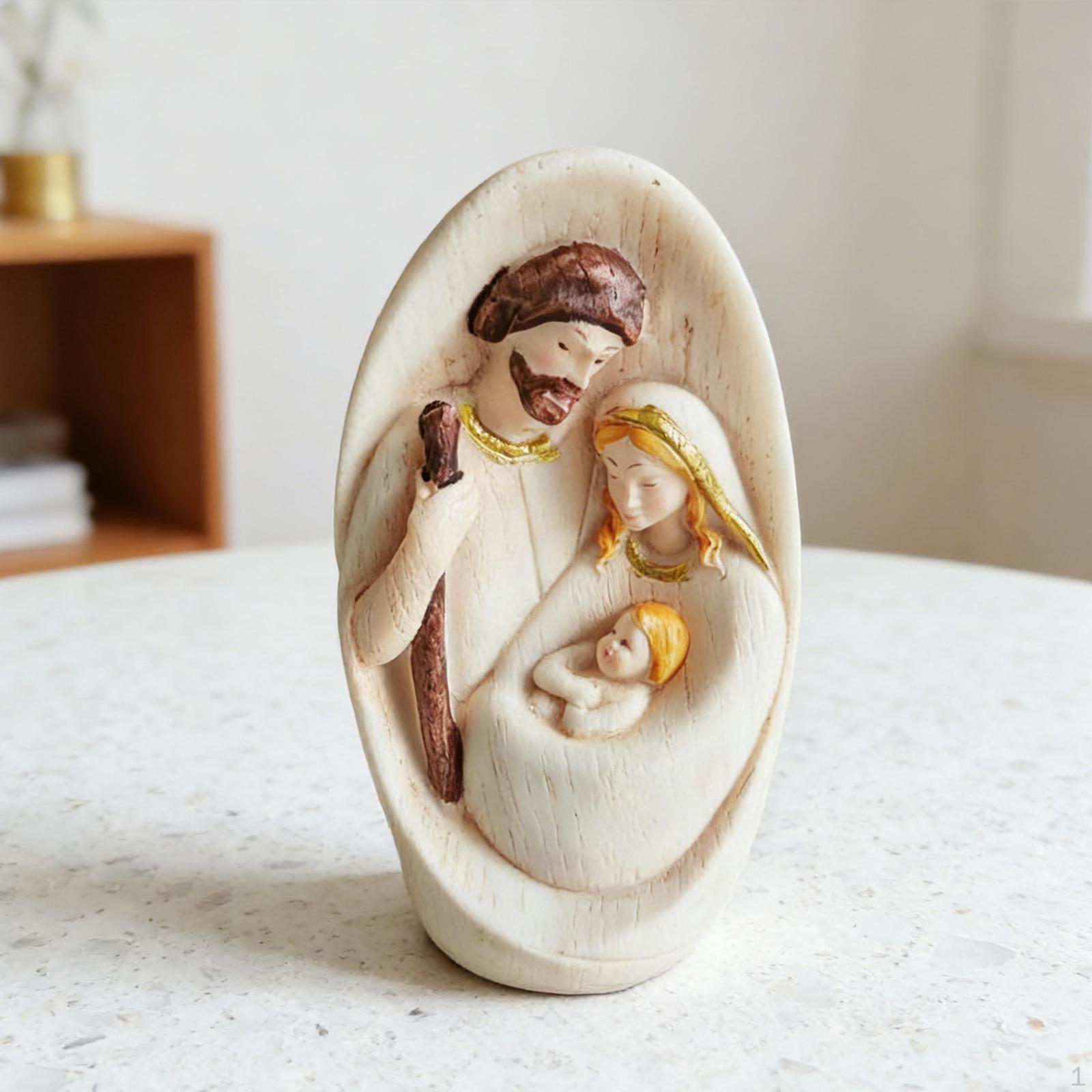 

Фигурка Святого Семейства Украшение Подарок Центр стола Поделки Скульптура Смола для Полки Столешницы