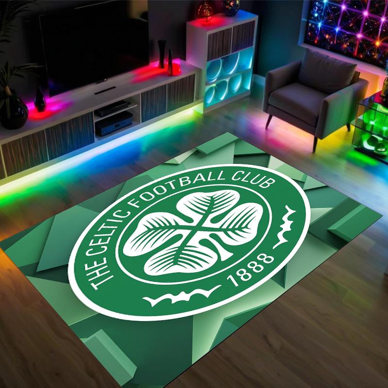 Celtic FC Design Kristall-Samt-Teppich Gemütlich Nicht?Rutschfester Teppich mit Aufdruck für Schlafzimmer Wohnzimmer Eingang