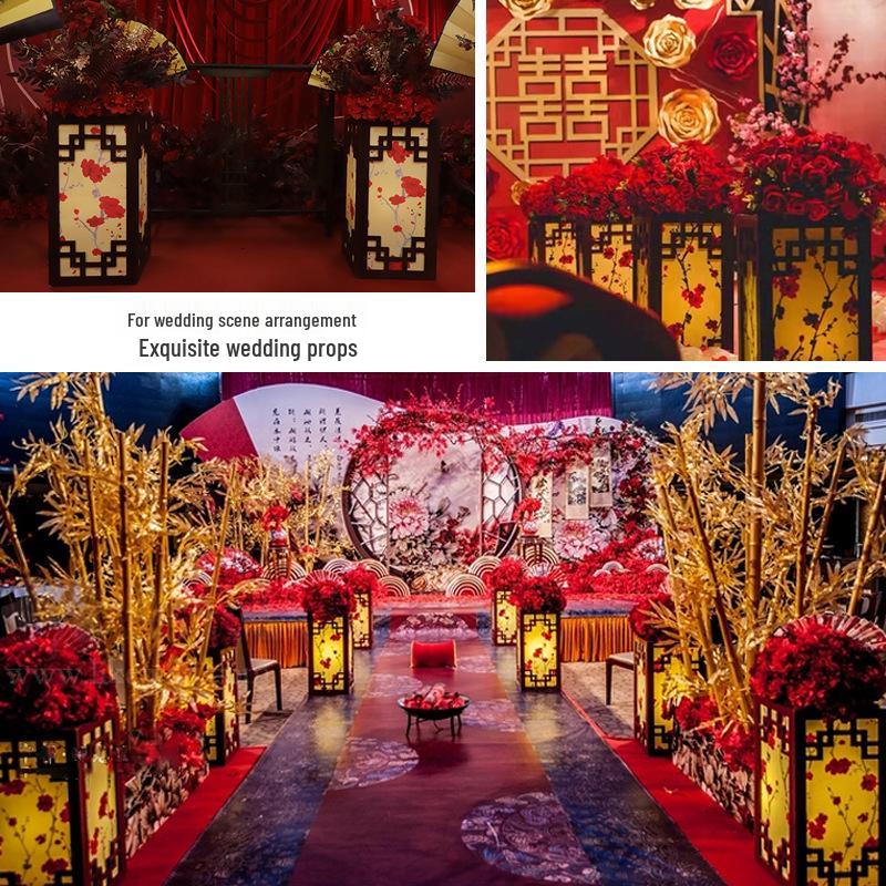 Chinese Wedding Kapok Flower Light Aisle Runner & Plum Blossom Pillar Centerpiece
