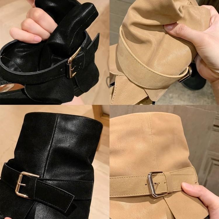 Soft leather version~ trendy ins Spice Girls mid-tube toe cool boots women's summer new breathable niche herringbone Roman sandals