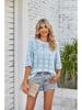 Cardigan Tricotado Feminino Primavera Verão 2025 Gola Redonda Proteção Solar, Acrílico com Renda Transpassado Leve Boho Chic Shrug de Praia