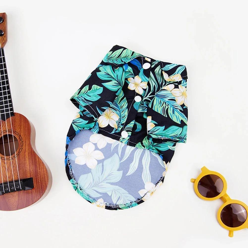 Small and Medium-sized Dog Beach Pineapple Shirt Hawaiian Pet Dog Cat Golden Retriever Spring and Summer Season Clothing