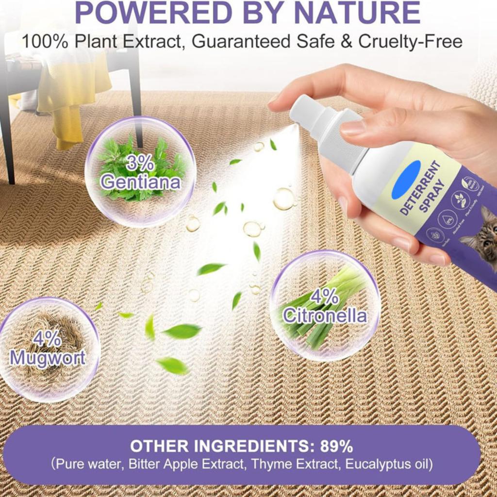 Katzenabwehrspray für Innen- und Außenbereich 100ml Natürliche Formel Sicher für Möbel und Pflanzen Effektive Haustiertrainingslösung