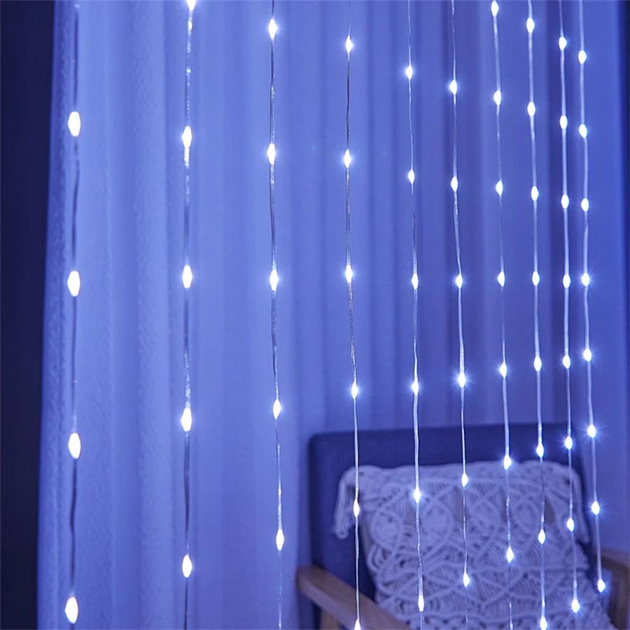 3X3M 300 LED PVC Waterfall Curtain Fairy Light Meteor Shower Rain String Light Water Flow Icicle Light For Wedding Party Decor
