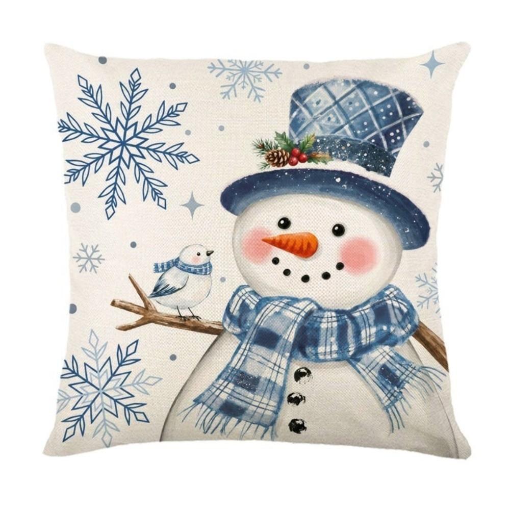 Cute 2D Flat Printing Christmas Pillow Covers Soft Flower Throw Cushion Case Ball Square Xmas Tree Pillowslip Car
