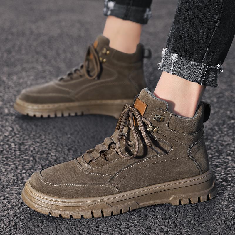 

мужские зимние теплые бархатные ботинки в британском стиле с высоким берцем, кожаные мужские туфли, пара больших размеров, ботинки мужские 2024 44