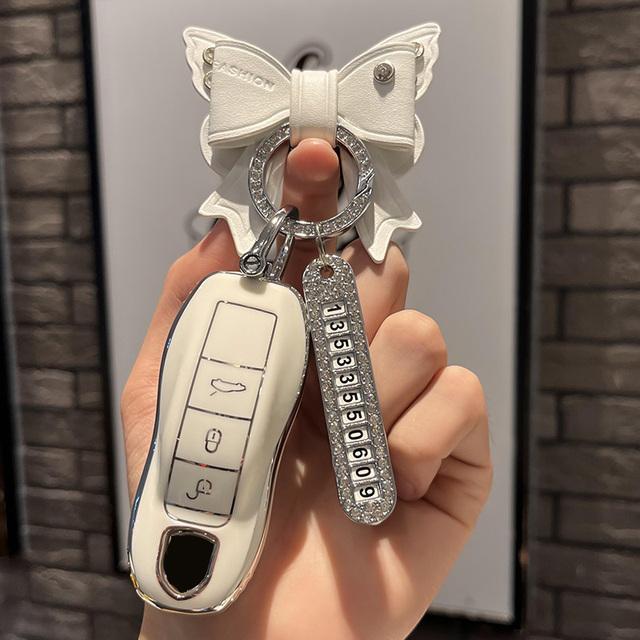 TPU-Autoschlüsselhülle für Porsche Cayenne 958 911 Lepin 996 Macan Boxster Panamera 997 944 924 Panamera 718 971 9YA