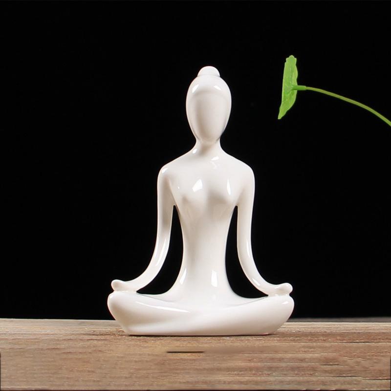 12 Styles Abstract Figure Art Ceramic Yoga Poses Figurine Porcelain Lady Statue Home Yoga Study Studio Decor Ornament  Sculpture