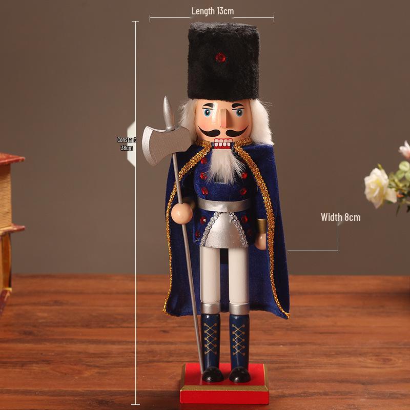 

38cm Wooden Nutcracker Soldier Puppet - Creative Cartoon Character Home Decoration Ornament, Christmas Gift