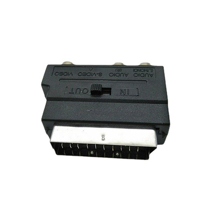 21Pin Scart Adaptor Av Block To Rca Phono Composite S-Video With In/Out Switch Scart Adaptor Av Block