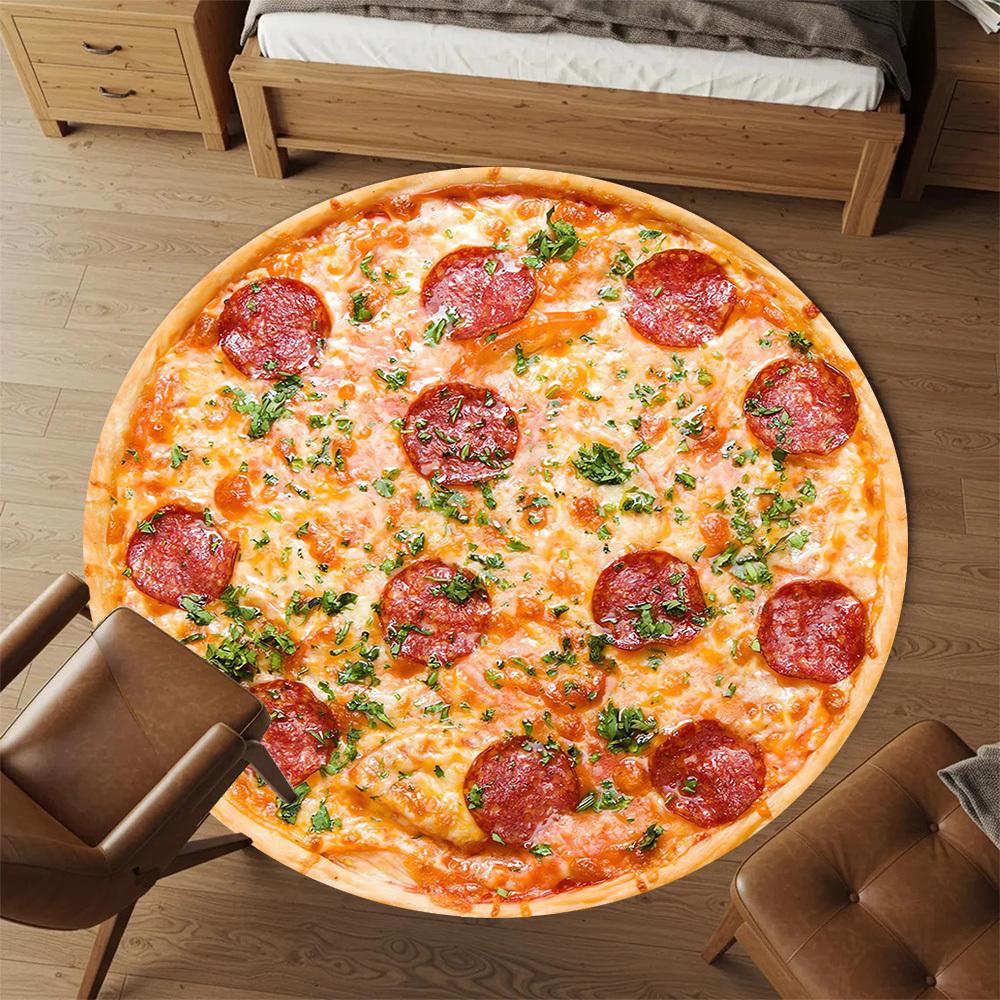 1ks Pepperoni pizza Kulatá podložka na židli Koberec - Protiskluzová podložka na podlahu do kanceláře, ložnice a interiéru c1118209