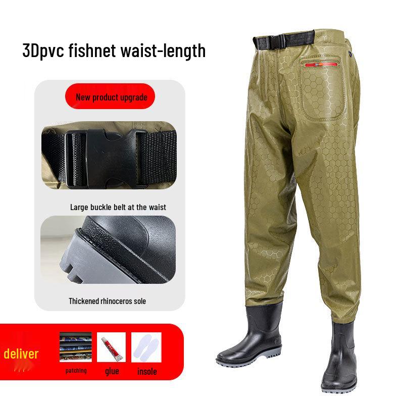 New Waist-High Nylon Waders: Thickened Half-Body Pants for Rice Planting, Fishing, and Rain.
