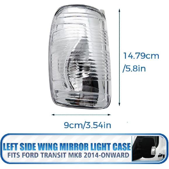 Wing Mirror Side Mirror Indicator Lamp Lens Cover Fit For Ford Transit T150 250 350 2015 2016 2017 2018 2019 2020 2021 MK8 2014 Onwards,Left Driver