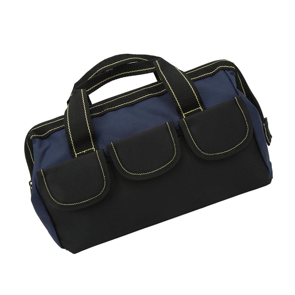 16in Tool Storage Bag Wide Mouth Heavy Duty Water Proof Portable Handheld Tool Tote Bag Black Blue