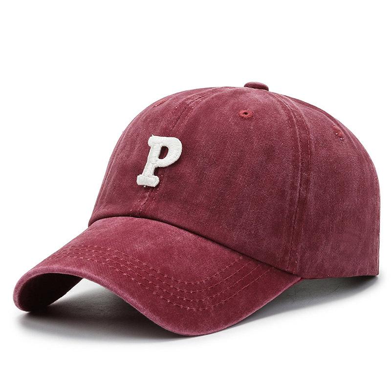 New Version of High-quality Patch P Letter Baseball Cap Spring and Autumn Versatile Cap Curved Brim Washing Cap Sun Protection Cap