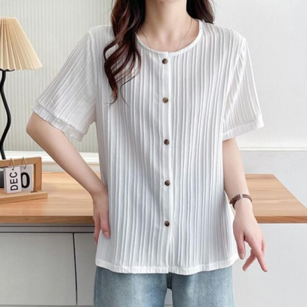 Navava Women Lovely Stripe Short Sleeve Blouse Nb2682