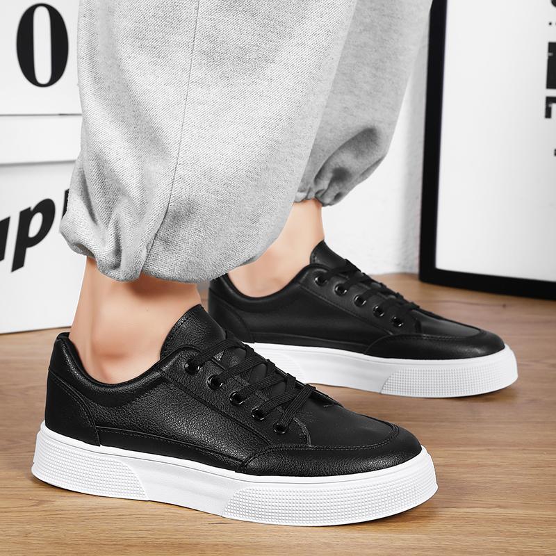 Men's Leather Casual Shoes Fashion Comfortable Lace-up Sneakers Shoes Classic All-match Sport Shoes Soft Low Top Business Shoes
