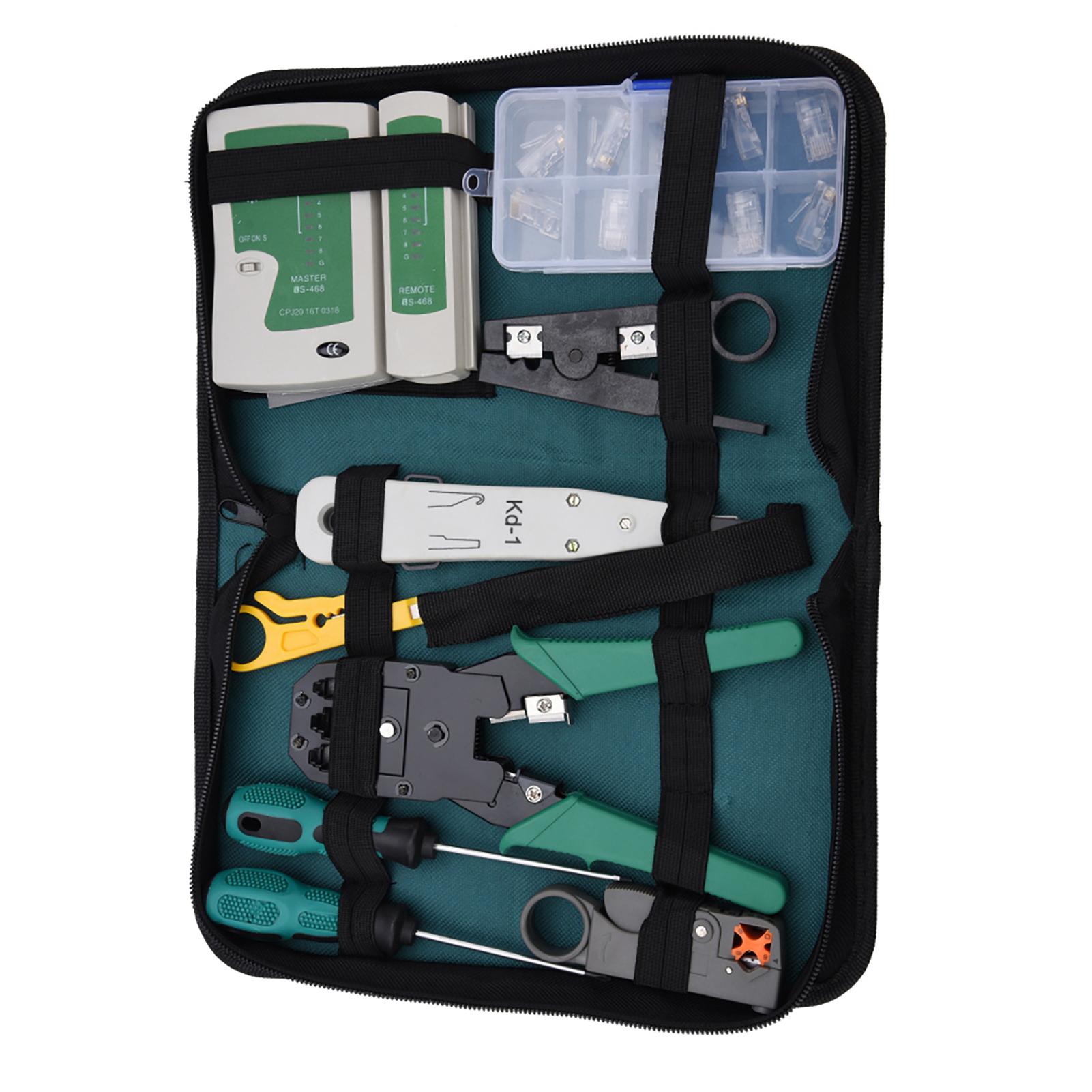 

LAN Network Service Tool Kit Cable Tester Kit 11 piece Combination Kit for for RJ11 RJ45