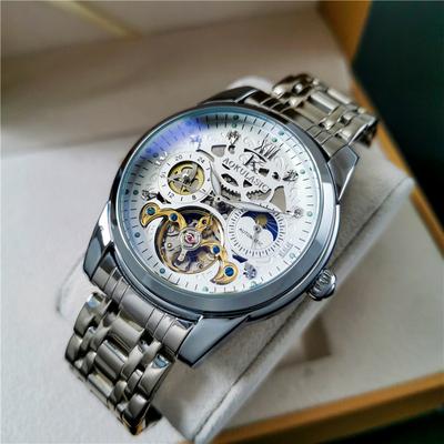 Montre mécanique automatique à grand volant d'inertie pour homme, étanche, lumineuse, multifonctionnelle, avec phases de lune