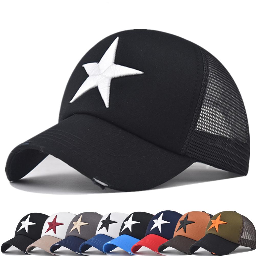 Yto Household Items Women's Men And Adjustable Mesh Cap Casual Plain Embroidery Five-Star Cotton Baseball Cap Summer Trucker Hat For And Men Latest Style For 54Cm