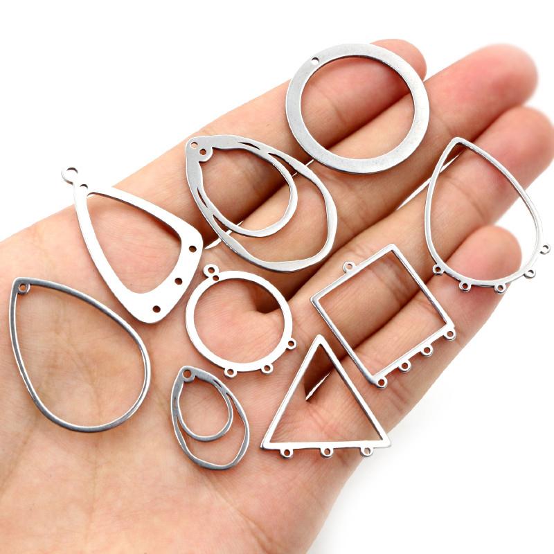 10pcs/lot 316 Stainless Steel Charms Geometry Metal Stamping Blanks DIY Porous Connector Pendant Necklace Earring Accessories