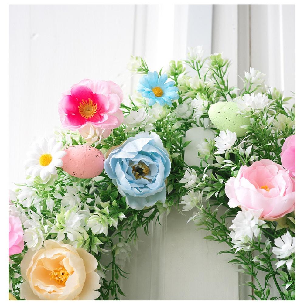 Spring and Easter Wreath Colorful Artificial Flowers Garland for Front Door 40 40 10cm Plastic Fabric Lightweight and Portable