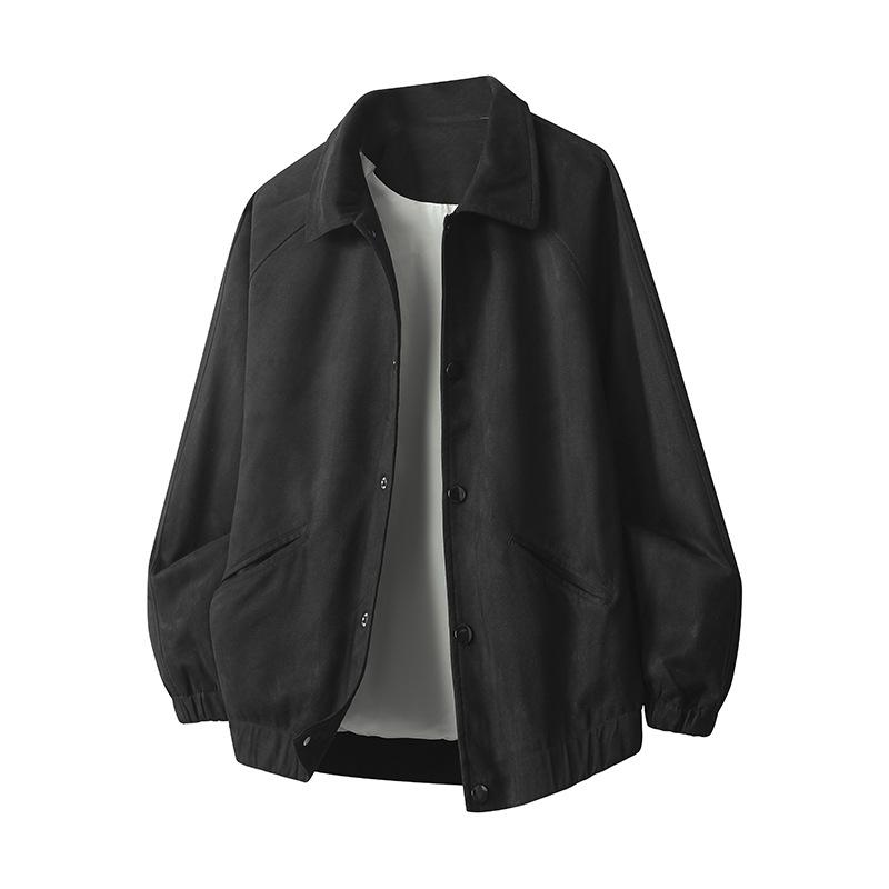 Minimalist Suede Jacket Fashion Simple Men's Pilot Jacket Coat Coat Handsome Wildcard Drop Shoulder Loose Autumn Models Breathable Work Casual Jacket