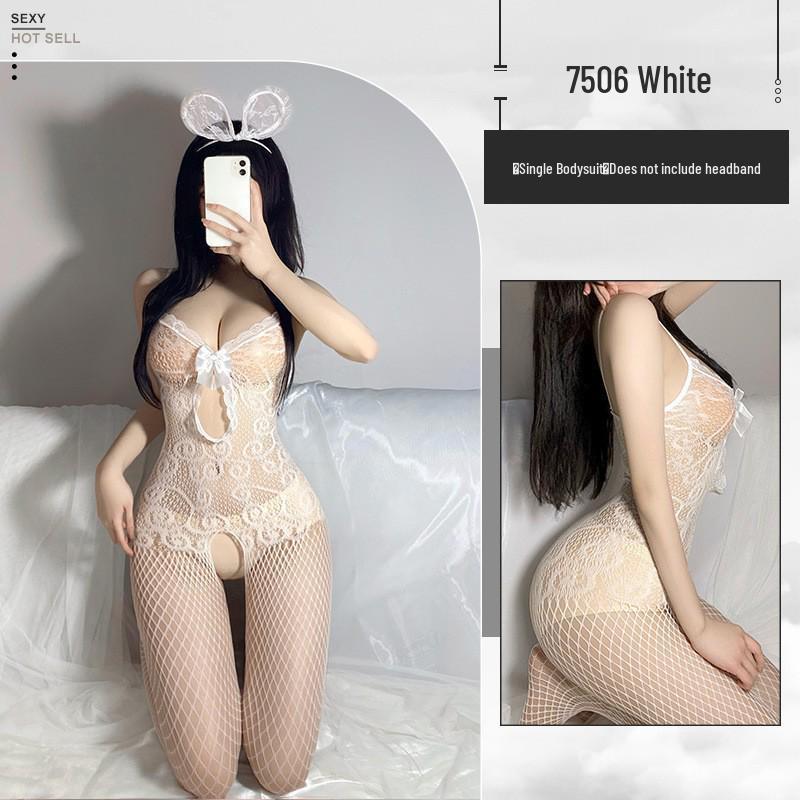 Feimu Erotic Open Crotch Bodystocking Lingerie Set