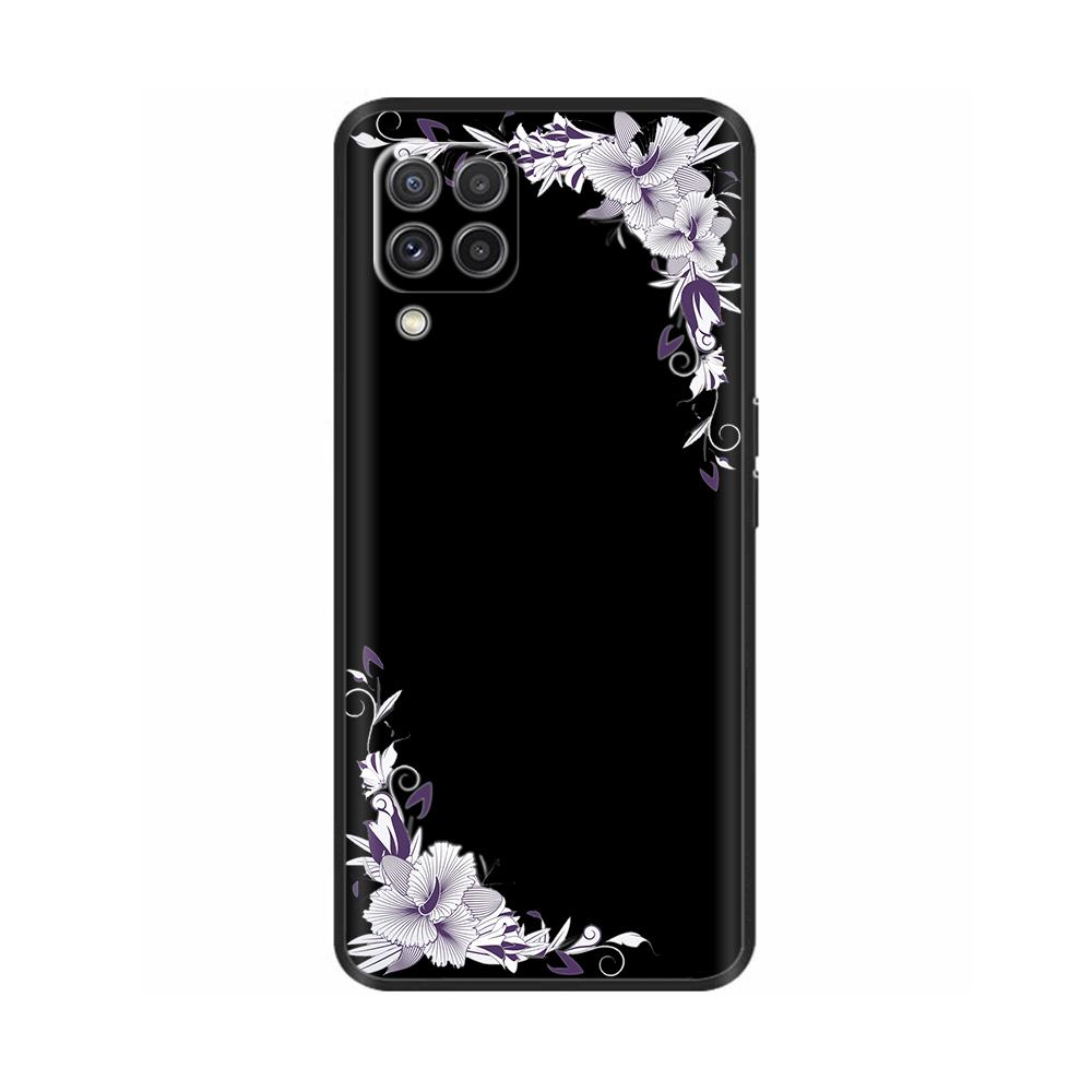 For Samsung A12 M12 F12 Case Stylish Painted Cover Soft Liquid Silicone Phone Case For Galaxy A12 A M F 12 Fundas TPU Capa Black