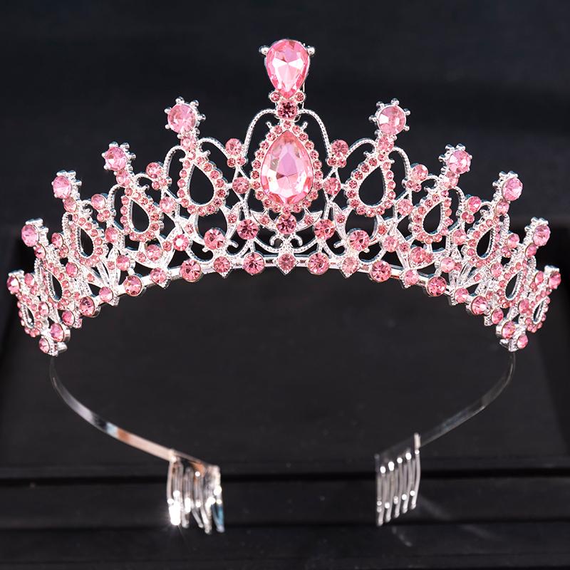 Diademi e Corone di Cristallo Rosa Diadema Corona Strass per Ballo di Fine Anno per Donne Accessori Capelli Sposa Matrimonio Gioielli Corona Tiara Regalo