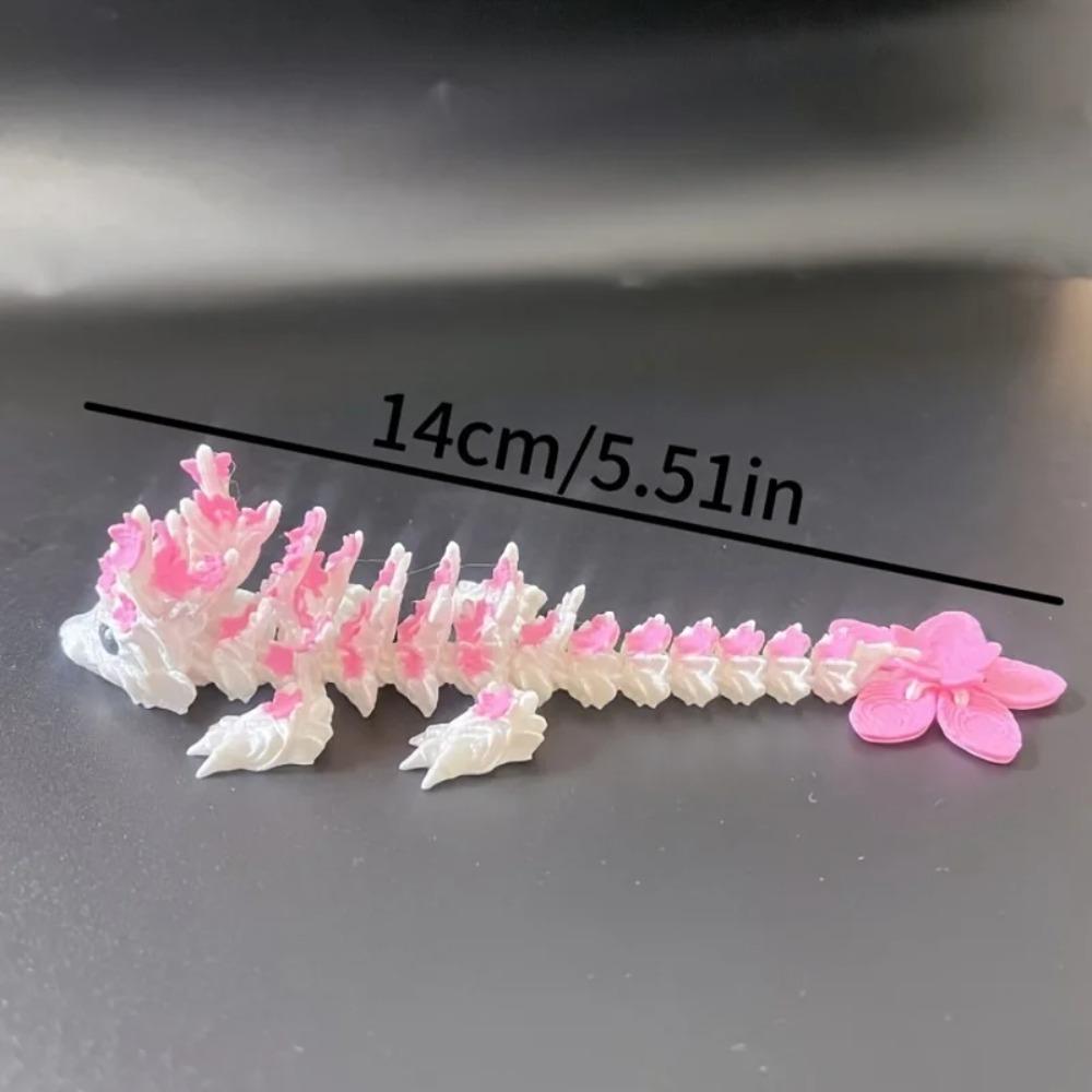 Vibrant 3D Printed Cherry Blossom Dragon Statue - Colorful and Complex Flower Design, Suitable for Christmas and New Year Gifts