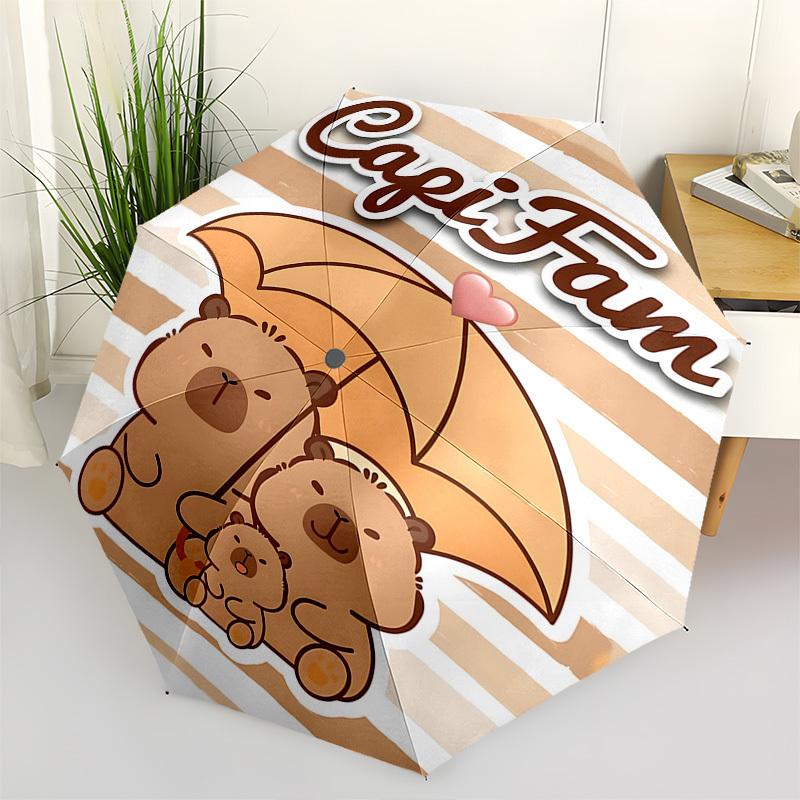 

CapiFam, Capybara Automatic Folding umbrella Compact 8 rib Design, Unique Style, Suitable for Everyday Outdoor Use, Perfect Gift for Friends