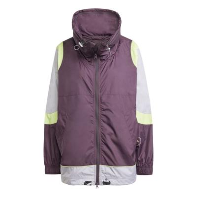 Stella McCartney FW24 Gewebte Serie Colorblock Sportlich Locker Geschnitten Kapuzenjacke mit Reißverschluss Langarm Damenjacke Braun IX1629