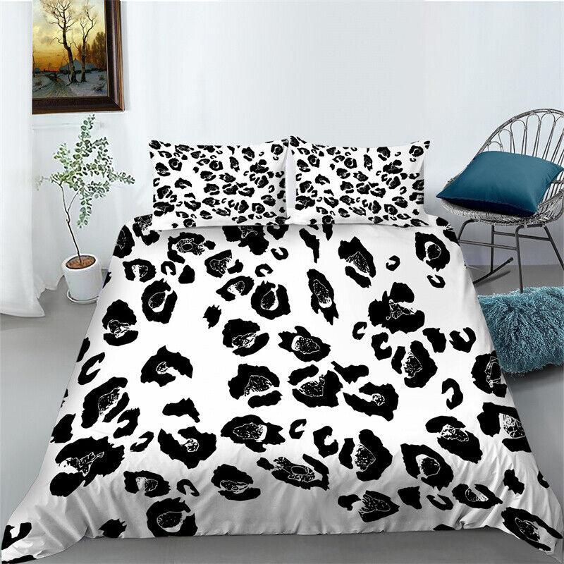 Bettwäsche-Set mit Steppdecke/Bettdecke/Doona-Bezug und Kissenbezügen im Leoparden- und Zebramuster