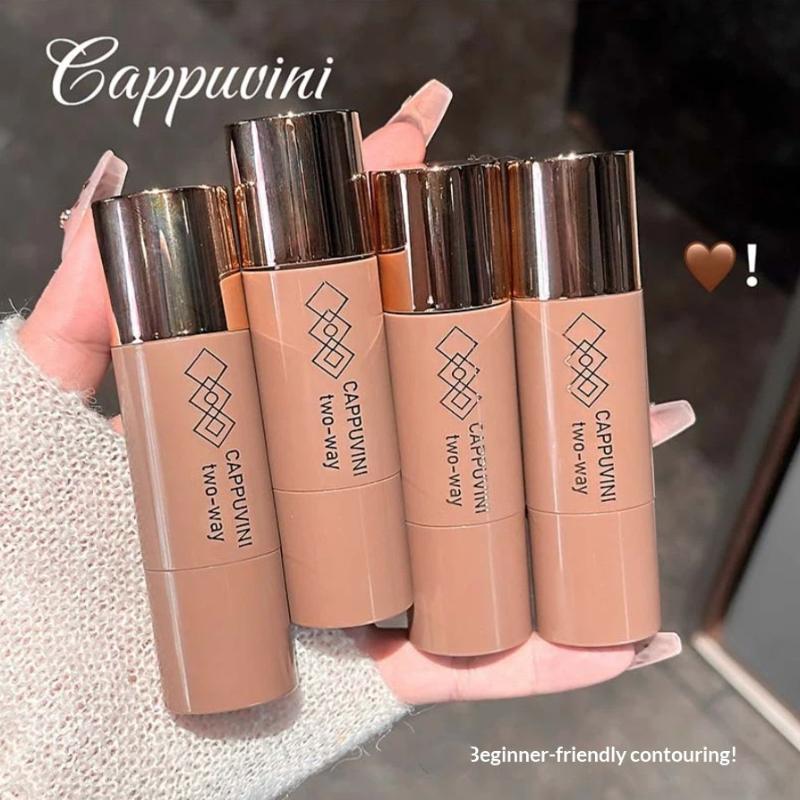 Cappuvini Doppia Testa Bronzer Viso Stick Contouring Trucco in Crema Lunga Durata Liscio Correttore Schiarire il Viso Contouring Con Pennello